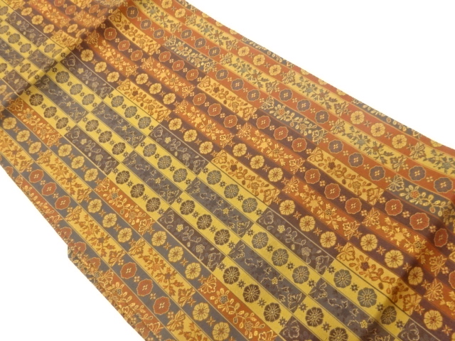 JAPANESE NAGOYA OBI / WOVEN FLORAL PLANTS